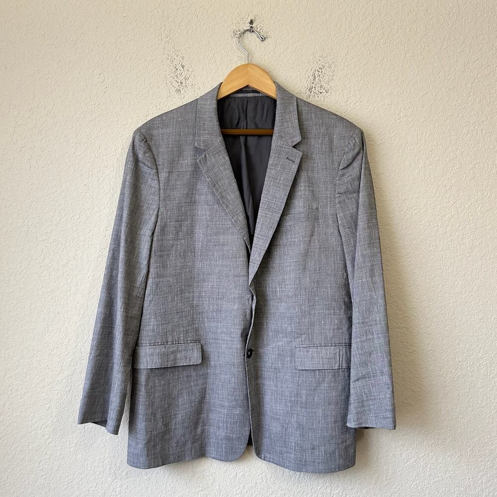 THEORY Gansevoort Blazer Gray Melange Slubbed Summer Suiting Business